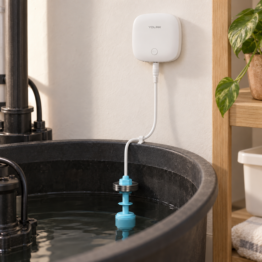 YoLink Water Level Sensor with Float Switch in a natural home setting