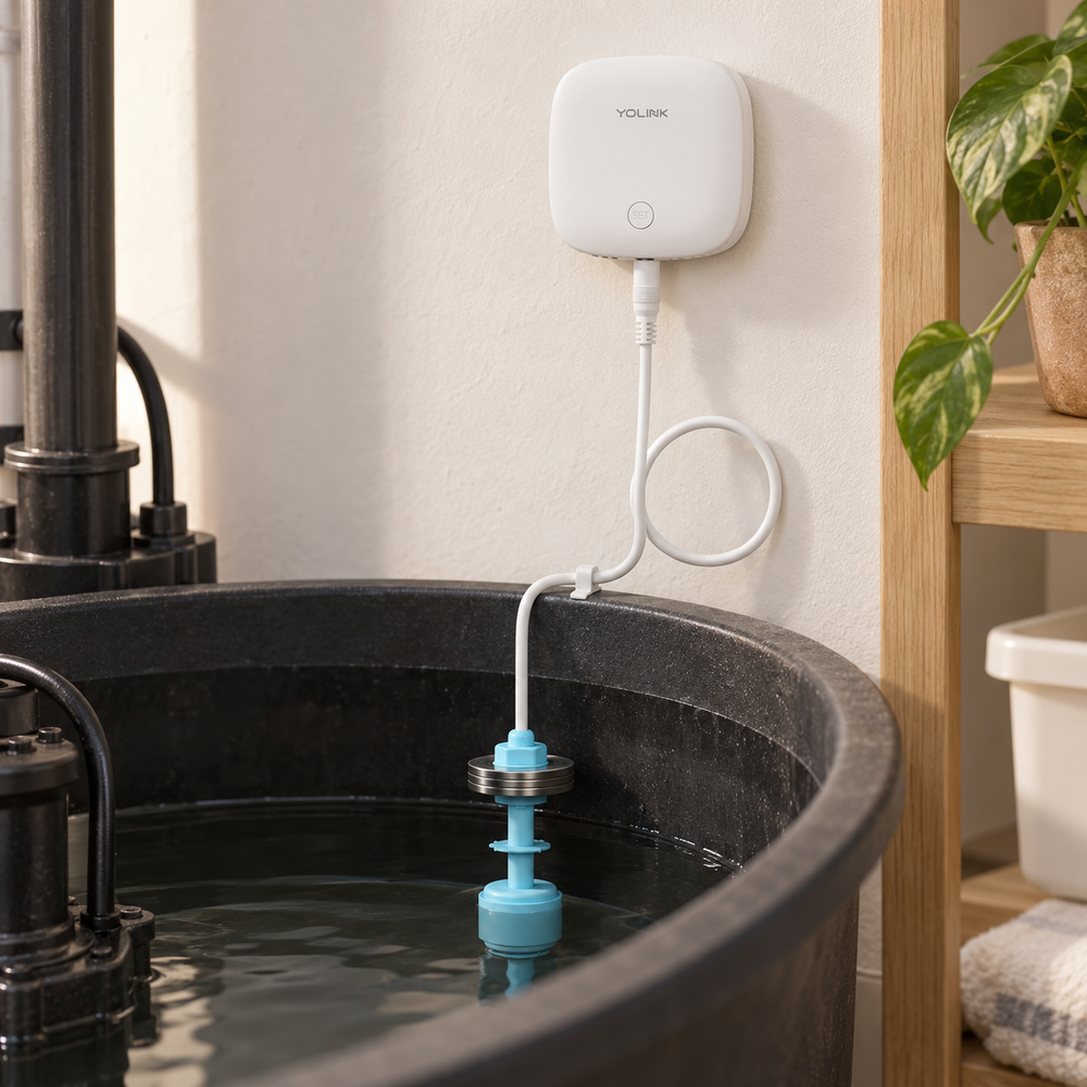 YoLink Water Level Sensor with Float Switch in a natural home setting
