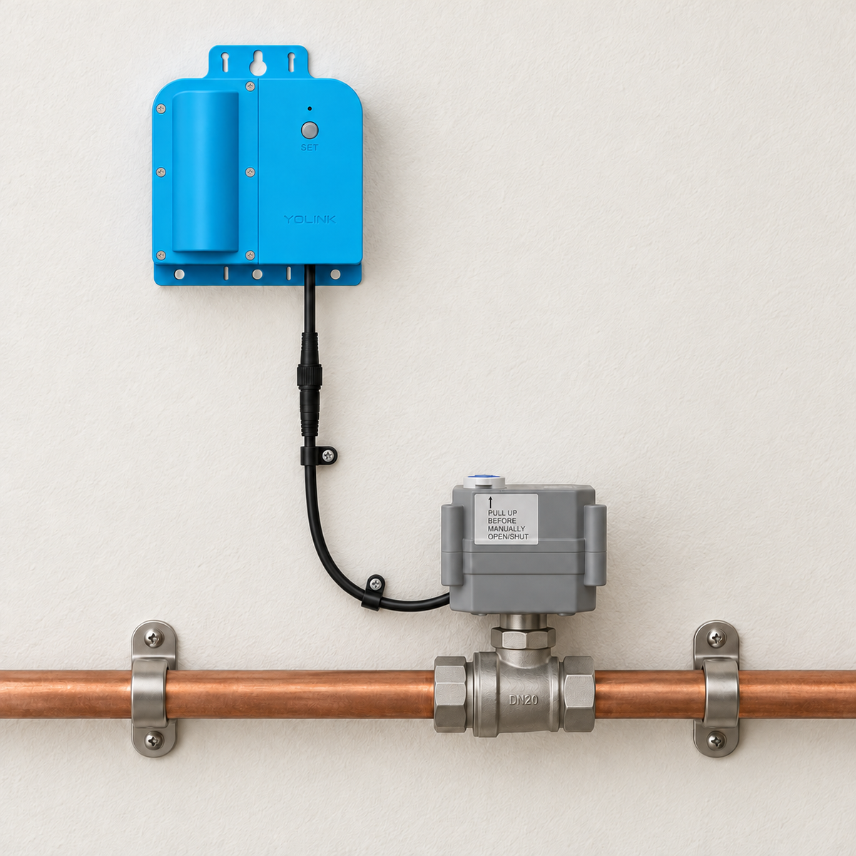 YoLink X3 Valve Controller Kit with Motorized Valve in a natural installed setting