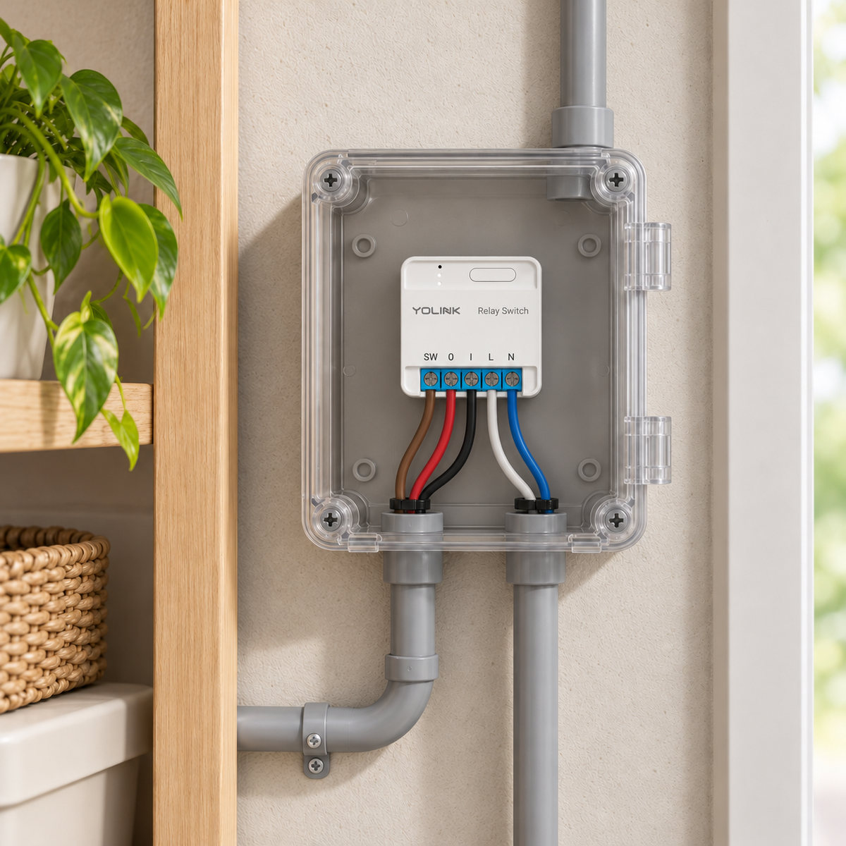 YoLink Relay Switch with Power Monitoring, 15A in a natural home setting