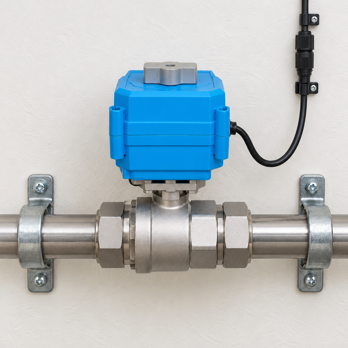 YoLink DN50 Stainless Steel Motorized Valve, 2-inch in a natural installed setting