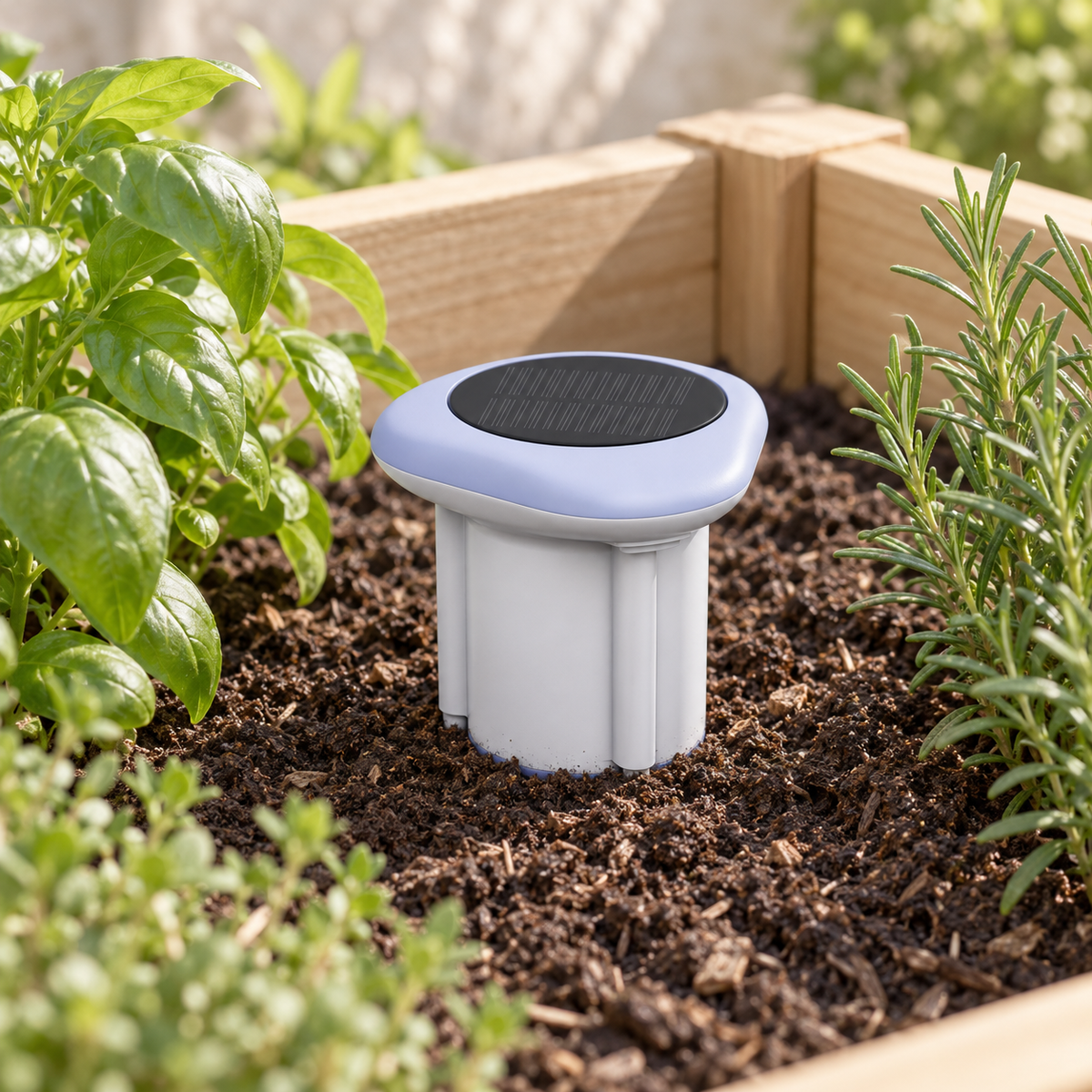 YoLink Solar Soil Detector in a natural home setting