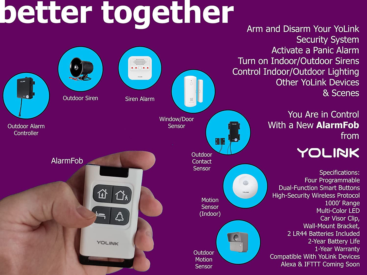 YoLink Home Security Starter Kit - Wireless Smart DIY Burglar Alarm, Intrusion Detection, LoRa, Motion, Door Sensors, Siren & Hub - YoLink