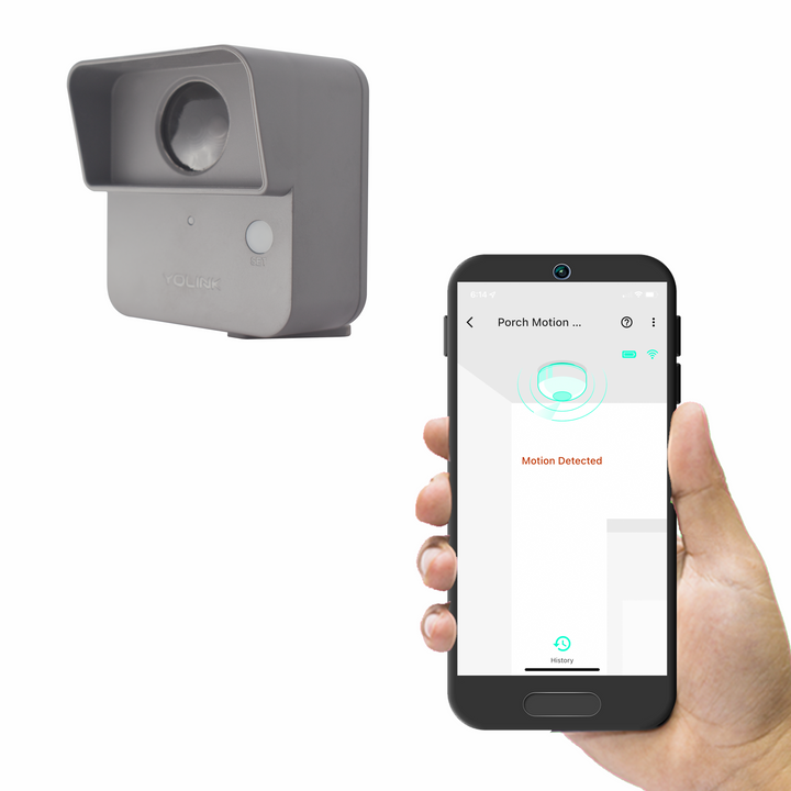 YoLink Outdoor Motion Sensor in a natural home setting