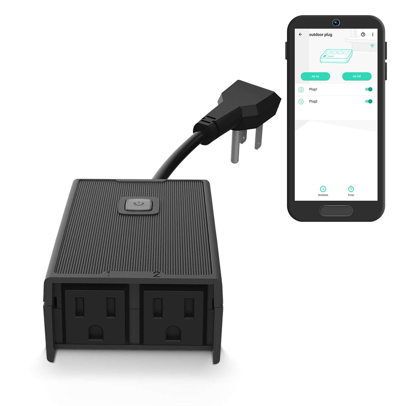 Outdoor Smart Plug WiFi Smart with 2 Sockets Alexa Timer