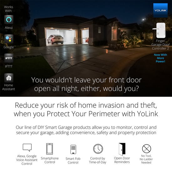 Smart Garage Door Kit 2 - YoLink Finger, Garage Door Sensor, YoLink Hub