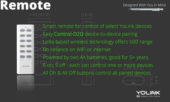 YoLink Remote 500 Feet Smart Remote Controller - YoLink