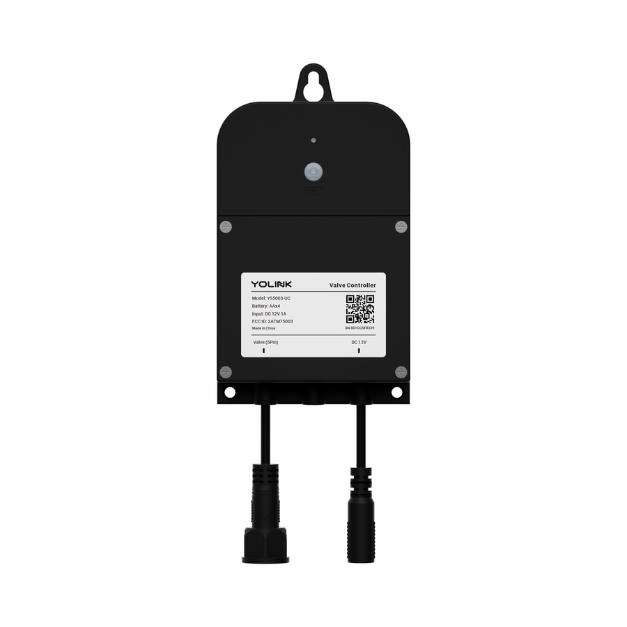 YoLink Valve Controller 2 YS5003 — controller unit and two connectors; package contents not shown