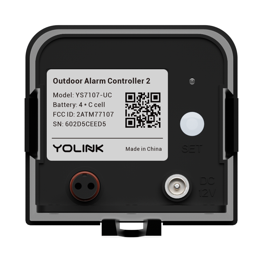 Outdoor Alarm Controller 2 (Only) — controller underside socket and SET detail