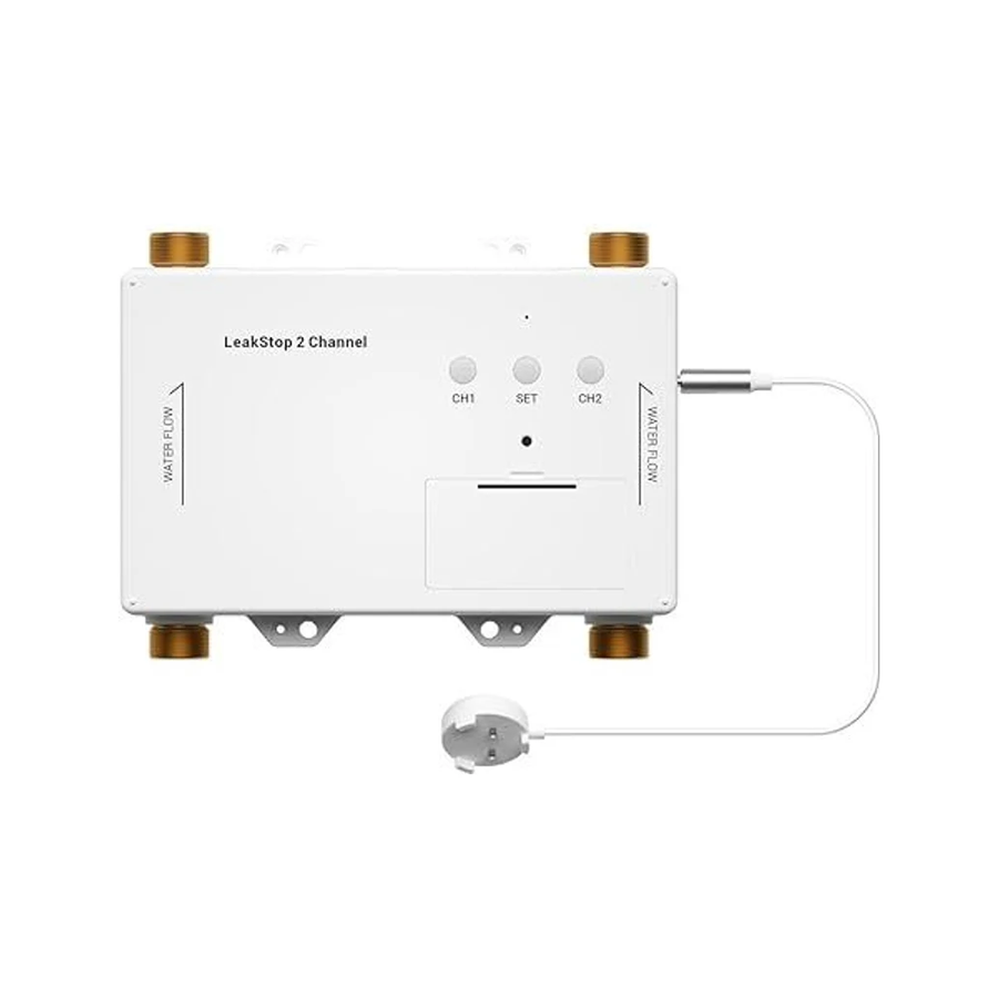 LeakStop 2 Channel Leak Detector, Stops Running Water in Home, Office, or Apartment Sinks & Washing Machine, Auto Shutoff Valve, Prevents Water Waste, Real-Time Monitoring