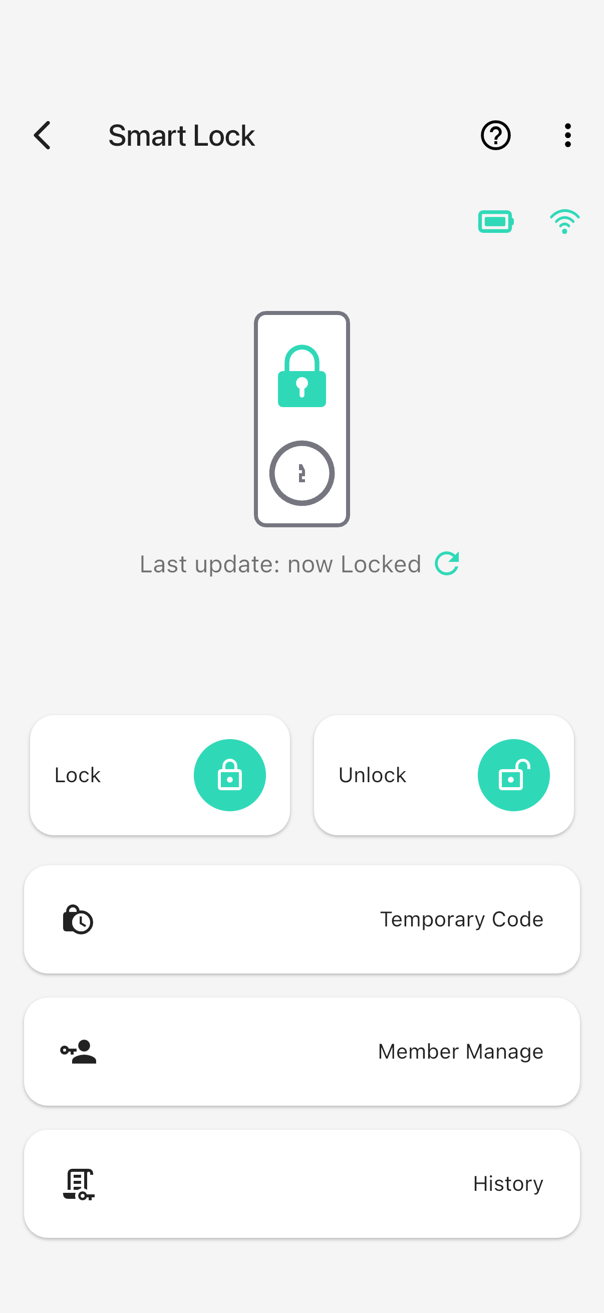 YoLink app — YS7616 normal overview (synthetic demo)