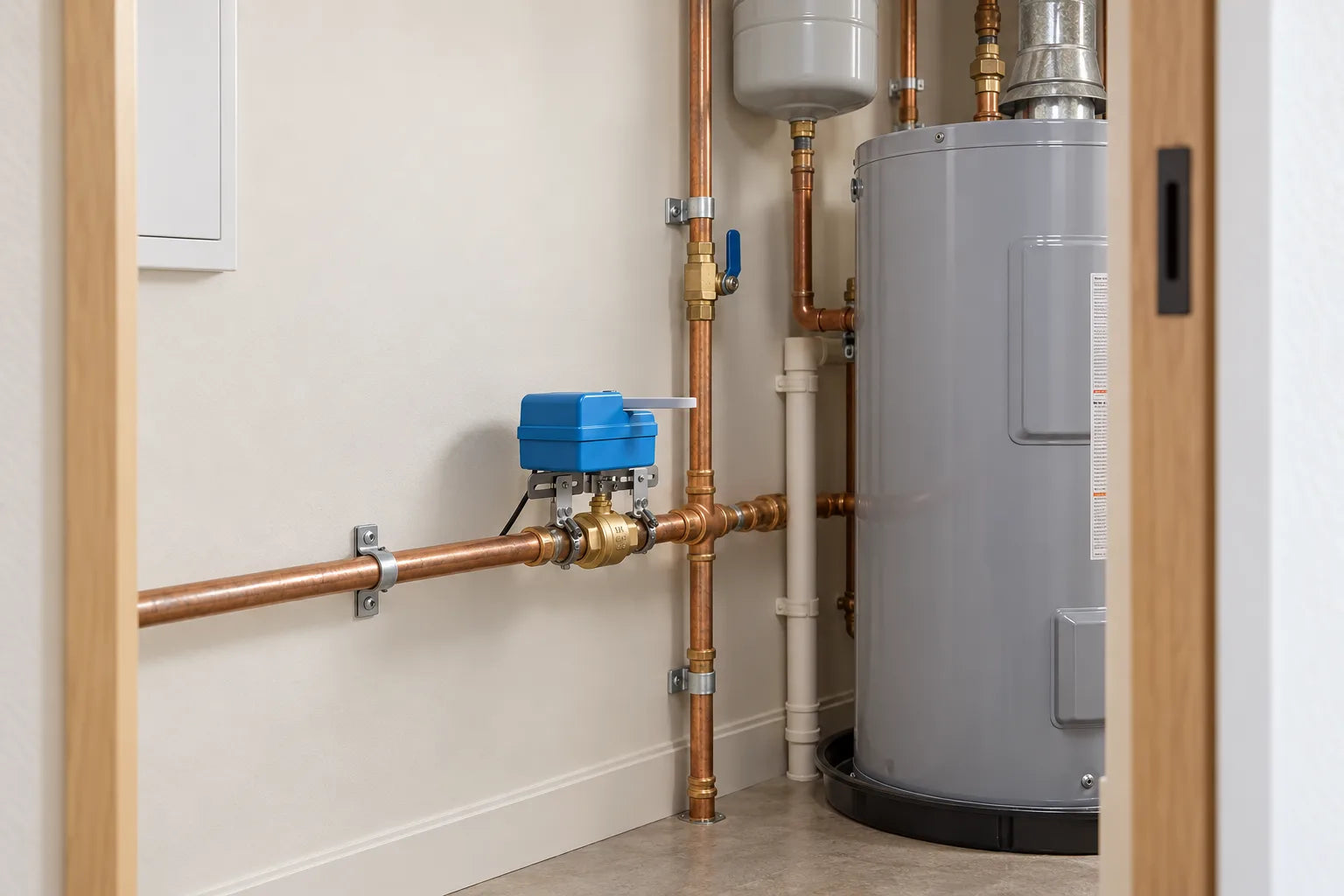 Valve operator mounted on a household water pipe
